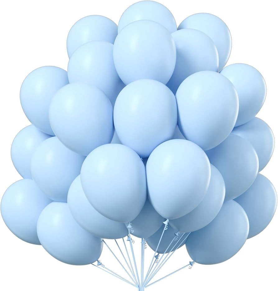 PartyWoo Baby Blue Balloons 101 pcs 12 Inch, Pastel Light Blue Balloons for Birthday Graduation B... | Amazon (US)