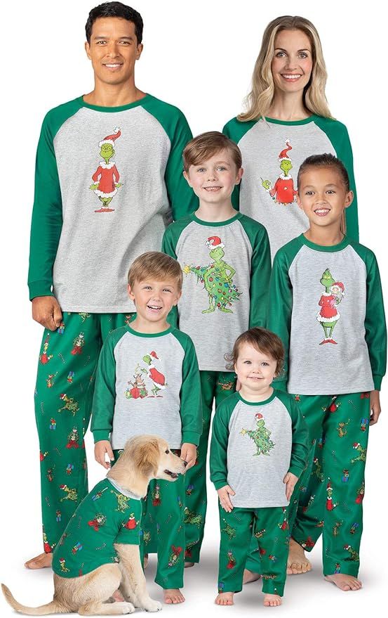 PajamaGram Grinch Pajamas - Family Christmas Pajamas Set, Green Grinch Print | Amazon (US)