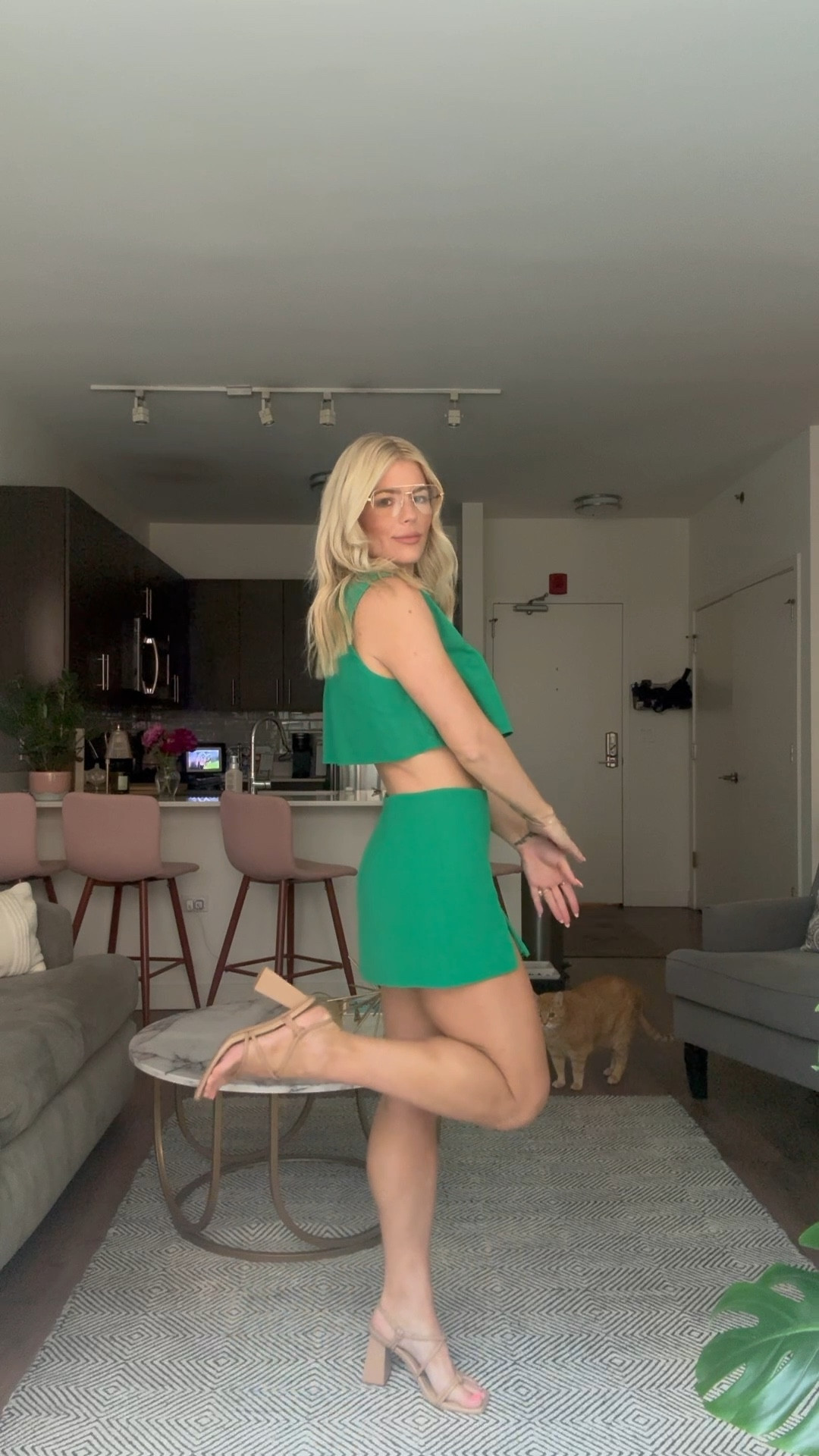 Kelly green set. Skort and crop top  