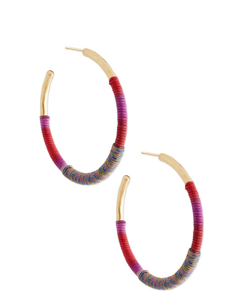 Masie Gold Hoop Earrings in Coral Mix Paracord | Kendra Scott
