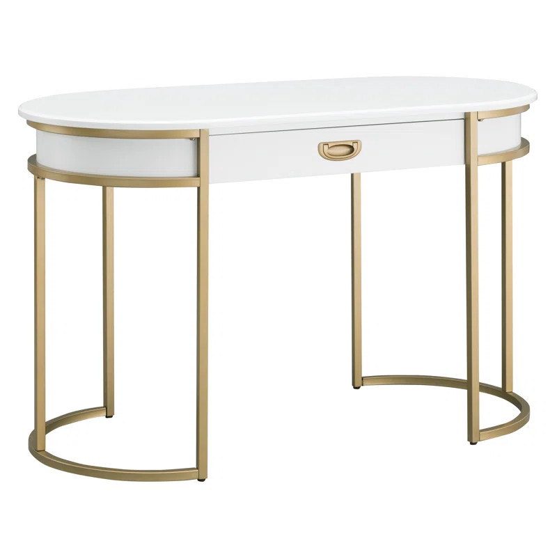 Mixed Manufactured Wood and Metal Oval Desk | Wayfair North America