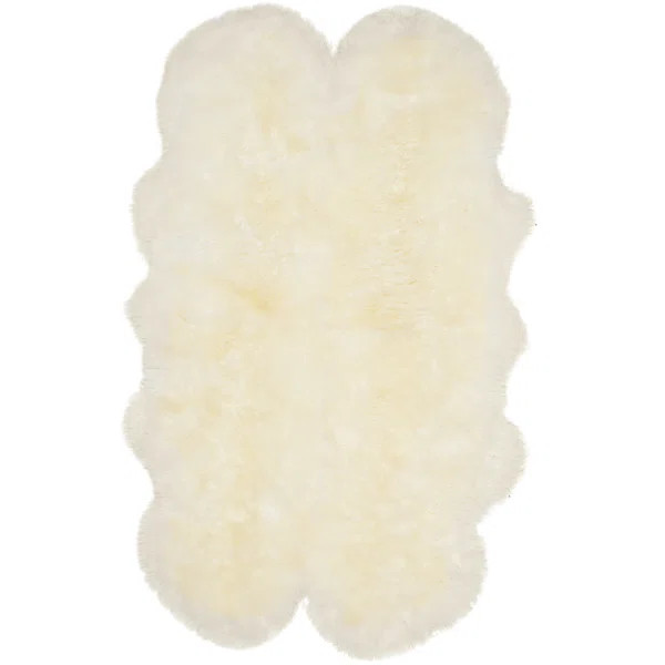 Novelty Sheep Handmade Sheepskin White Area Rug | Wayfair North America