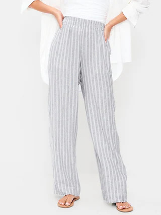 High-Waisted Linen-Blend Wide-Leg Pants | Old Navy (CA)