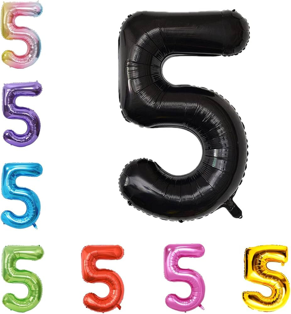 40 Inch Large Foil Helium Number Balloon Birthday Wedding Party 0-9 (Black, 5) | Amazon (US)