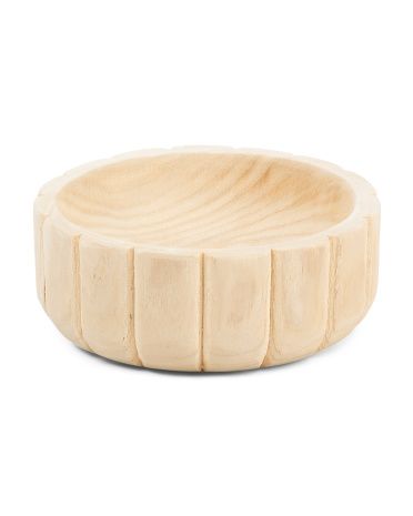 9in Scalloped Wood Decorative Bowl | TJ Maxx