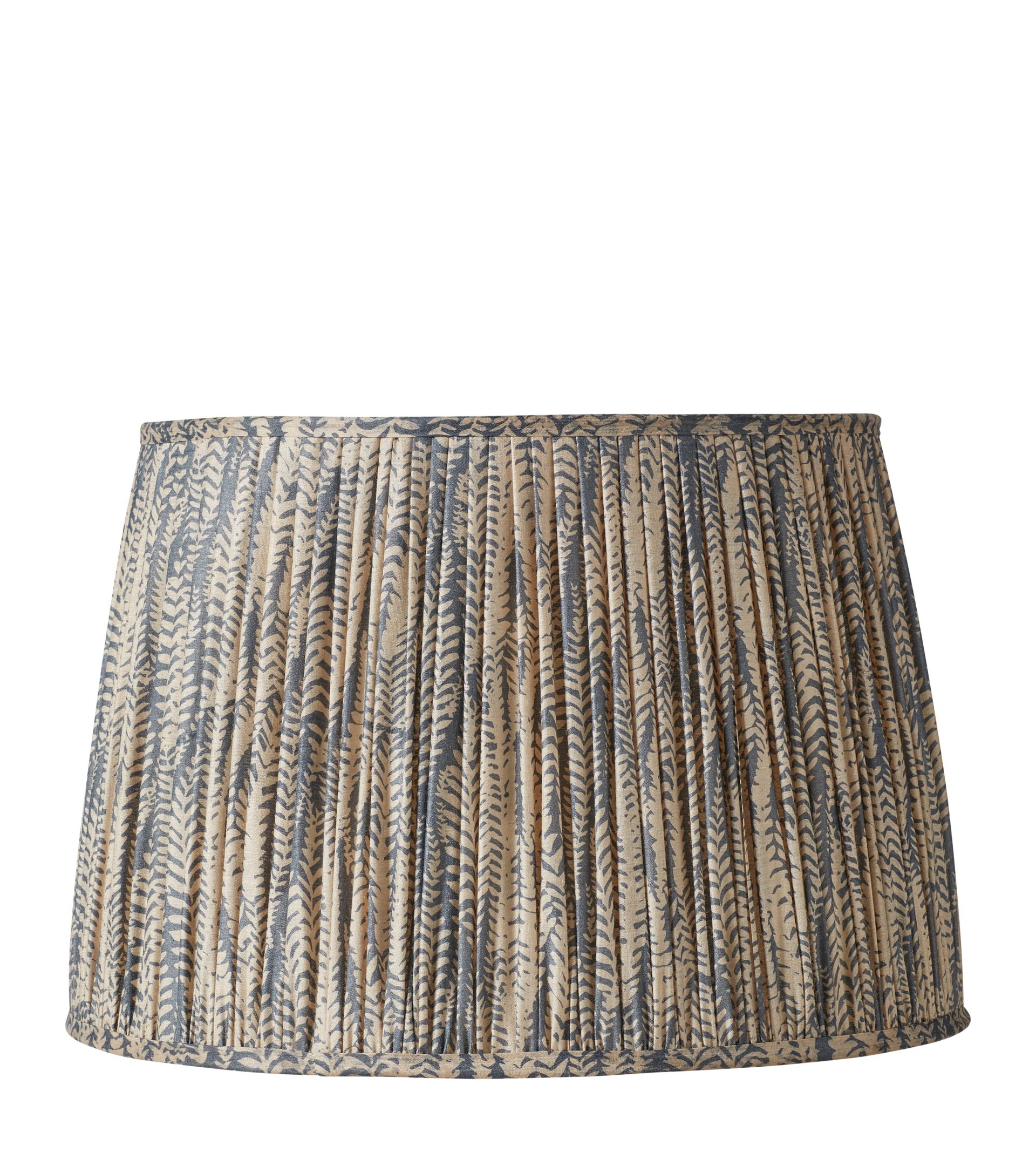 20in Elemeri Pleated Silk Lampshade - Heron Blue | OKA US