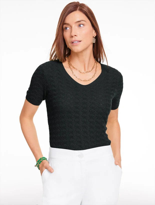 Short Sleeve V-Neck Pullover | Talbots