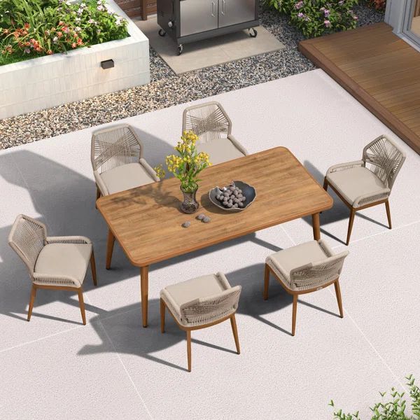 6 - Person Rectangular Outdoor Dining Set with Cushions | Wayfair North America
