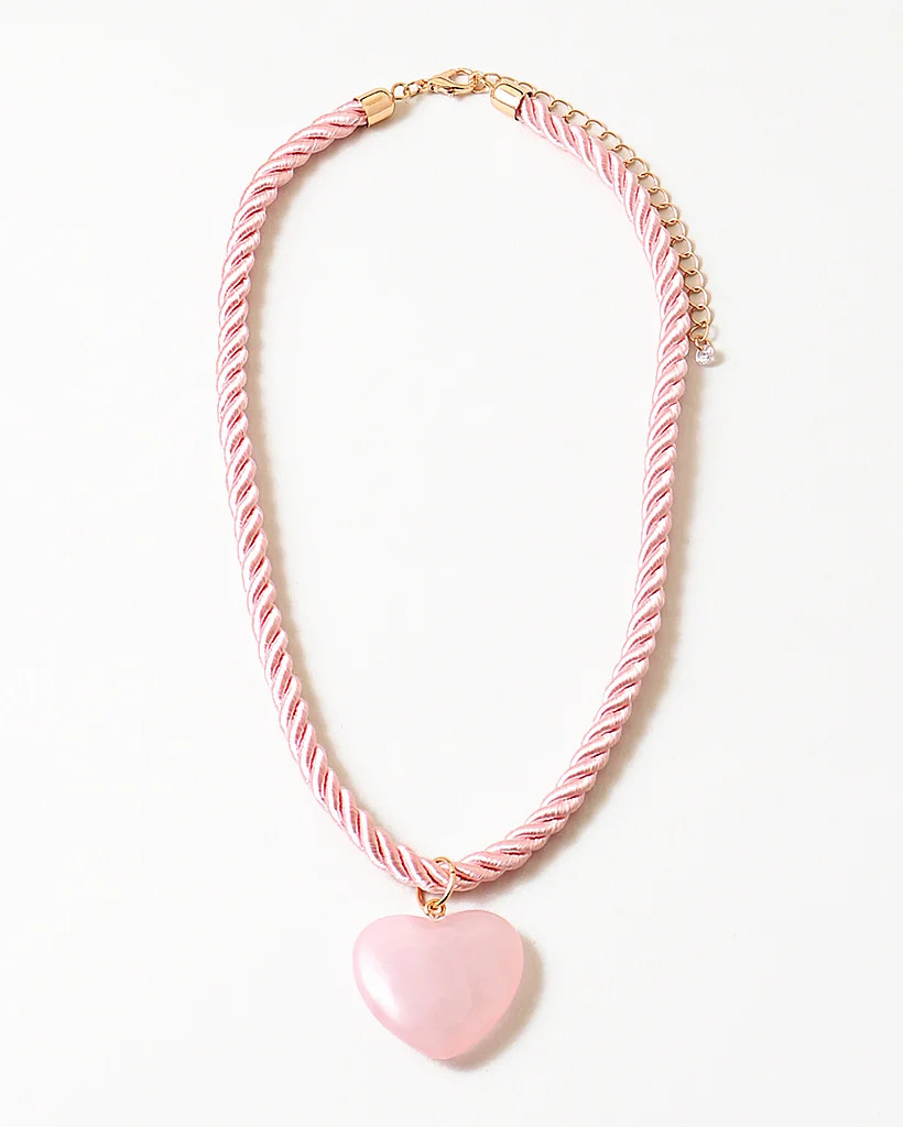 Blush Pink Silk Cord and Heart Necklace | Erin McDermott Jewelry