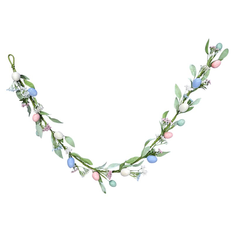 Providence Pink, Blue, White & Teal Floral Egg Garland, 72" | At Home