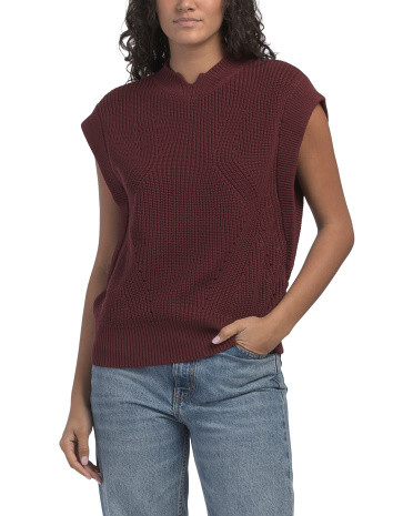 Extended Shoulder Mock Neck Vest With Slit | TJ Maxx