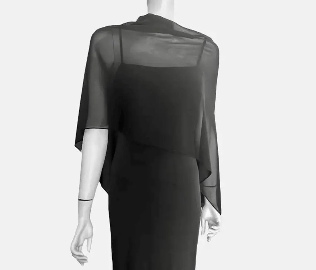 Black Chiffon Poncho, Cape Poncho, Shawl Wrap Poncho, Pullon Wrap Cover up Poncho - Etsy | Etsy (US)