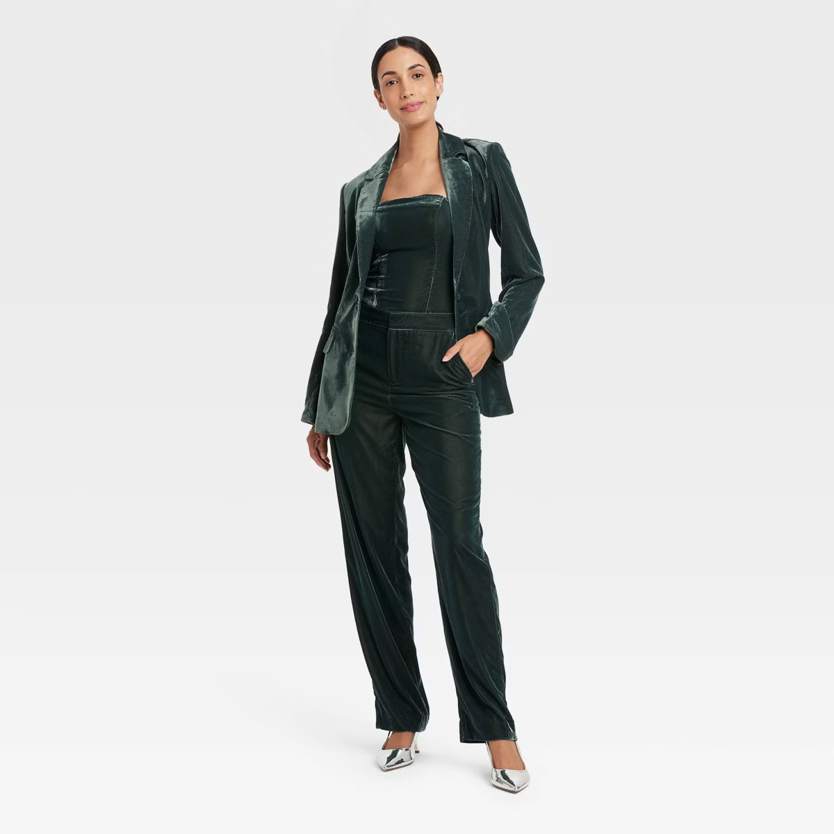Women's High-Rise Straight Leg Velvet Trousers - A New Day™ | Target
