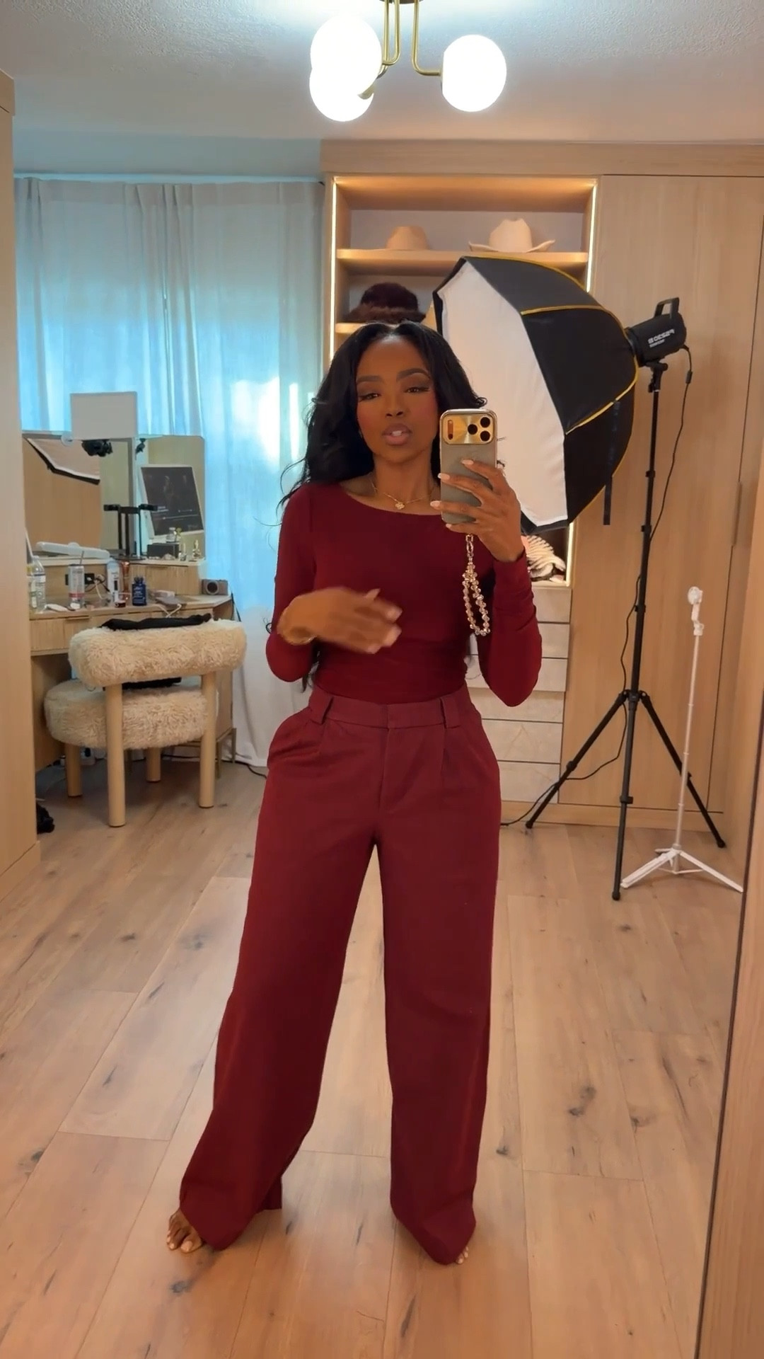 Monochrome done right.
Rich burgundy tones styled head to toe for an effortlessly elevated look. The fitted long-sleeve top paired with tailored wide-leg trousers creates a clean, flattering silhouette that feels both powerful and polished.

Perfect for workdays, dinner plans, holiday events, and chic everyday outfits.

📏 Sizing:
Top: Small
Pants: 27 Long or 4 Long

📏 Measurements:
5’4” · 138 lbs · 34D · 27” waist · 40” hips

Burgundy outfit ideas, monochrome winter look, wide-leg trousers outfit, elevated everyday style, chic neutral fashion, polished minimalist outfits.

Follow me on Instagram and YouTube @kirasfashionfinds

#LTKootd #LTKPetite #LTKHoliday
