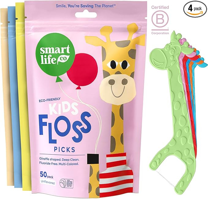 SmartLifeco Eco-Friendly Kids Flossers (200ct) - Dental Floss Picks for Children Made with Straw ... | Amazon (US)