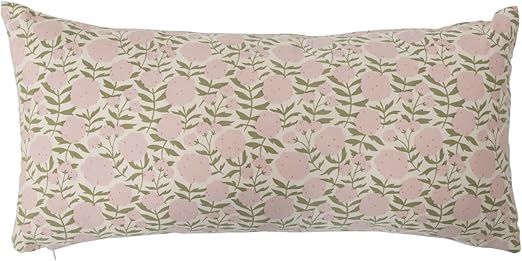 Creative Co-Op Cotton Lumbar Floral Pattern Pillow, 24" L x 12" W x 2" H, Multicolor | Amazon (US)