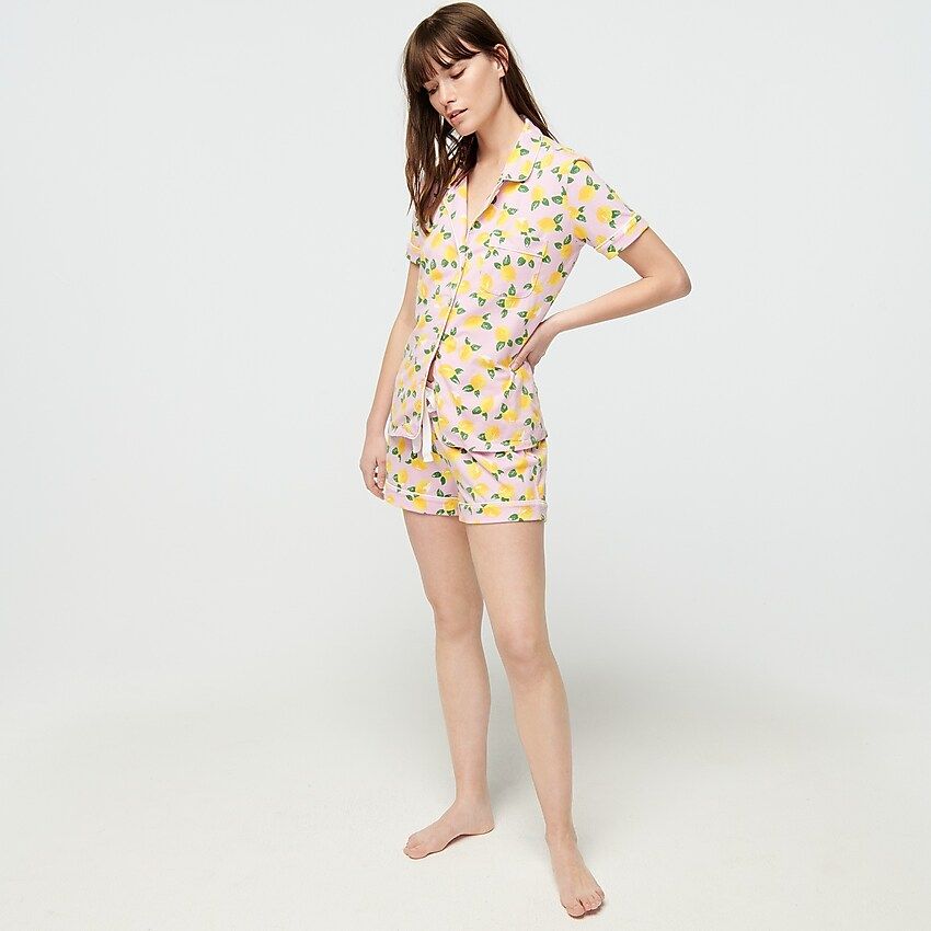 Dreamy short-sleeve pajama set in lemon print | J.Crew US
