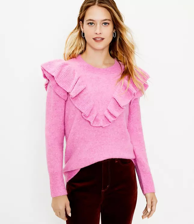 Ruffle Yoke Sweater | LOFT