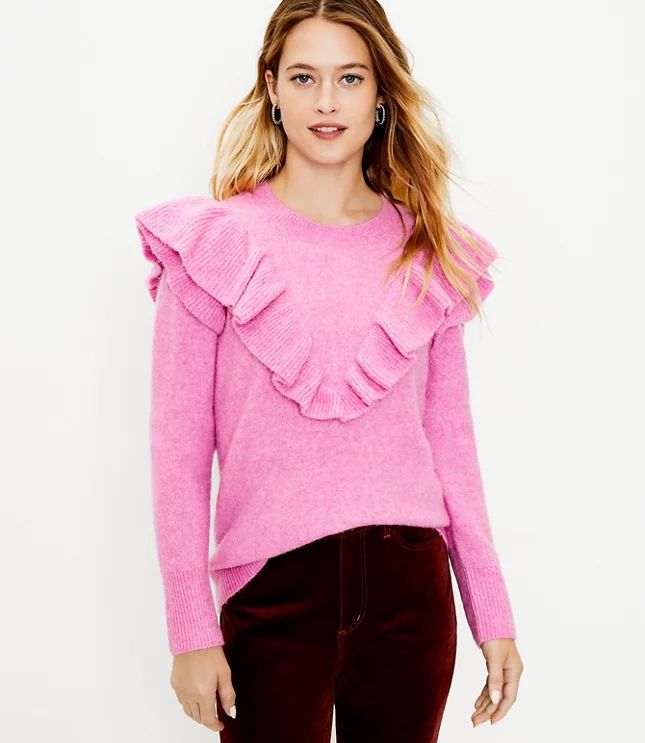 Ruffle Yoke Sweater | LOFT