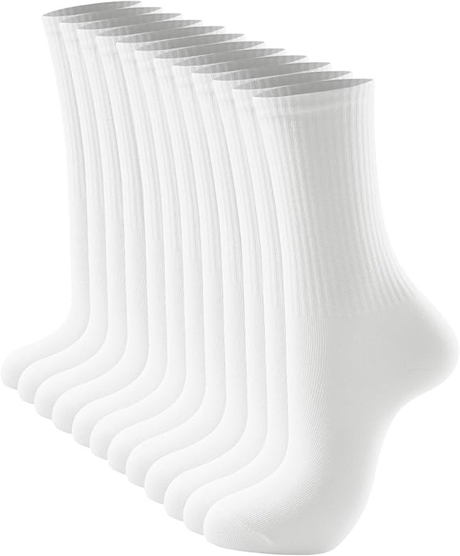 JOLLMONO Womens Crew Socks Size 6-11 Casual Athletic Gym LightWeight Thin Cotton Socks 3-6 Pairs | Amazon (US)