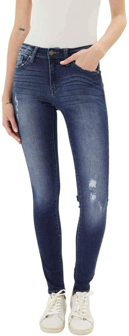 Kan Can Women's Mid Rise Destroyed Skinny Jeans KC6034 | Amazon (US)