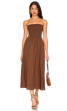 FAITHFULL THE BRAND Deva Midi Dress in Plain Dark Chocolate from Revolve.com | Revolve Clothing (Global)