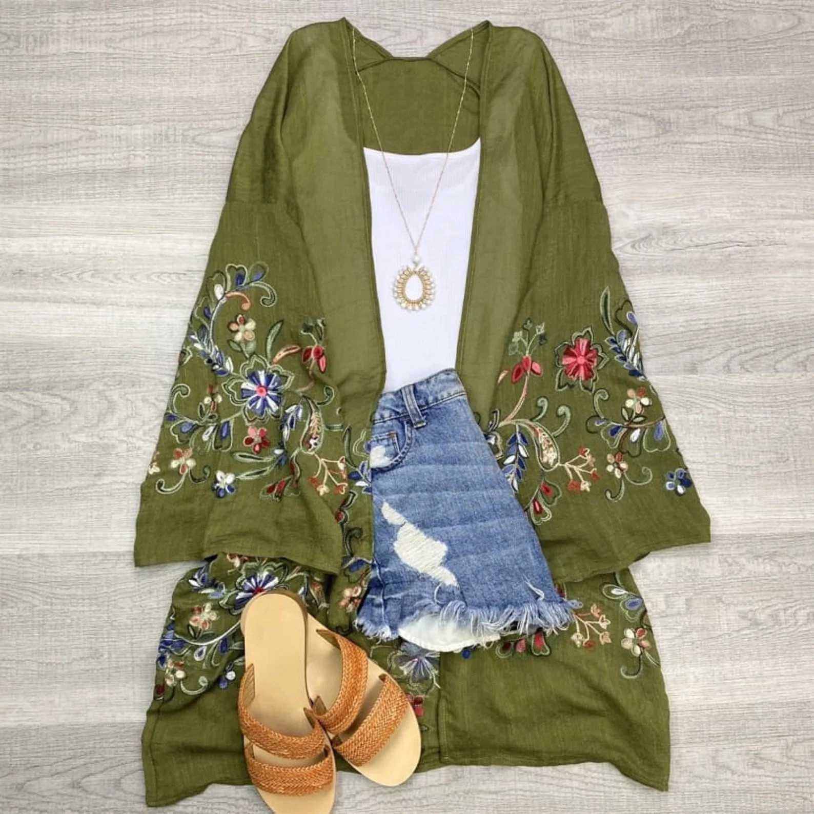 Long sleeve Embroidered kimono | Etsy (Global)