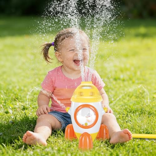 Kids Water Sprinkler Toys for Ages 3-8 – Outdoor Summer Splash Backyard Spray Sprinklers with Rocket Launcher Fun – Outside Yard Garden Water Games for Toddlers | Amazon (US)