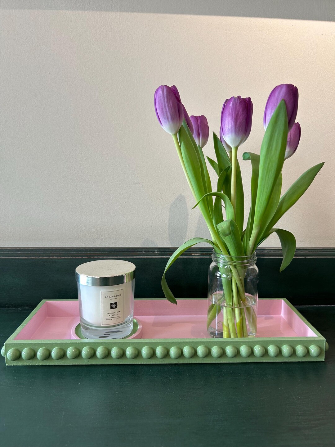Pink and Green Decorative Tray With Gloss/lacquer Finish. - Etsy | Etsy (US)