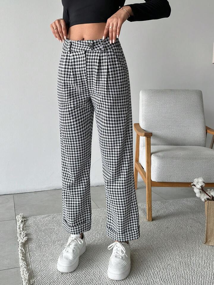 SHEIN Women's Plaid Patterned Casual Pants | SHEIN USA | SHEIN