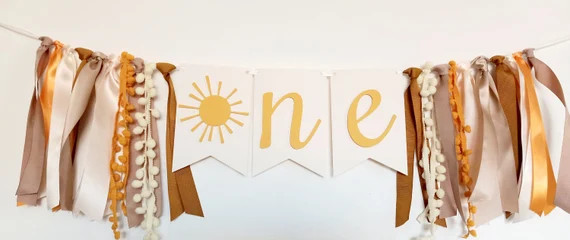 Neutral One Sun High Chair Banner Muted Earth Tone First | Etsy | Etsy (US)