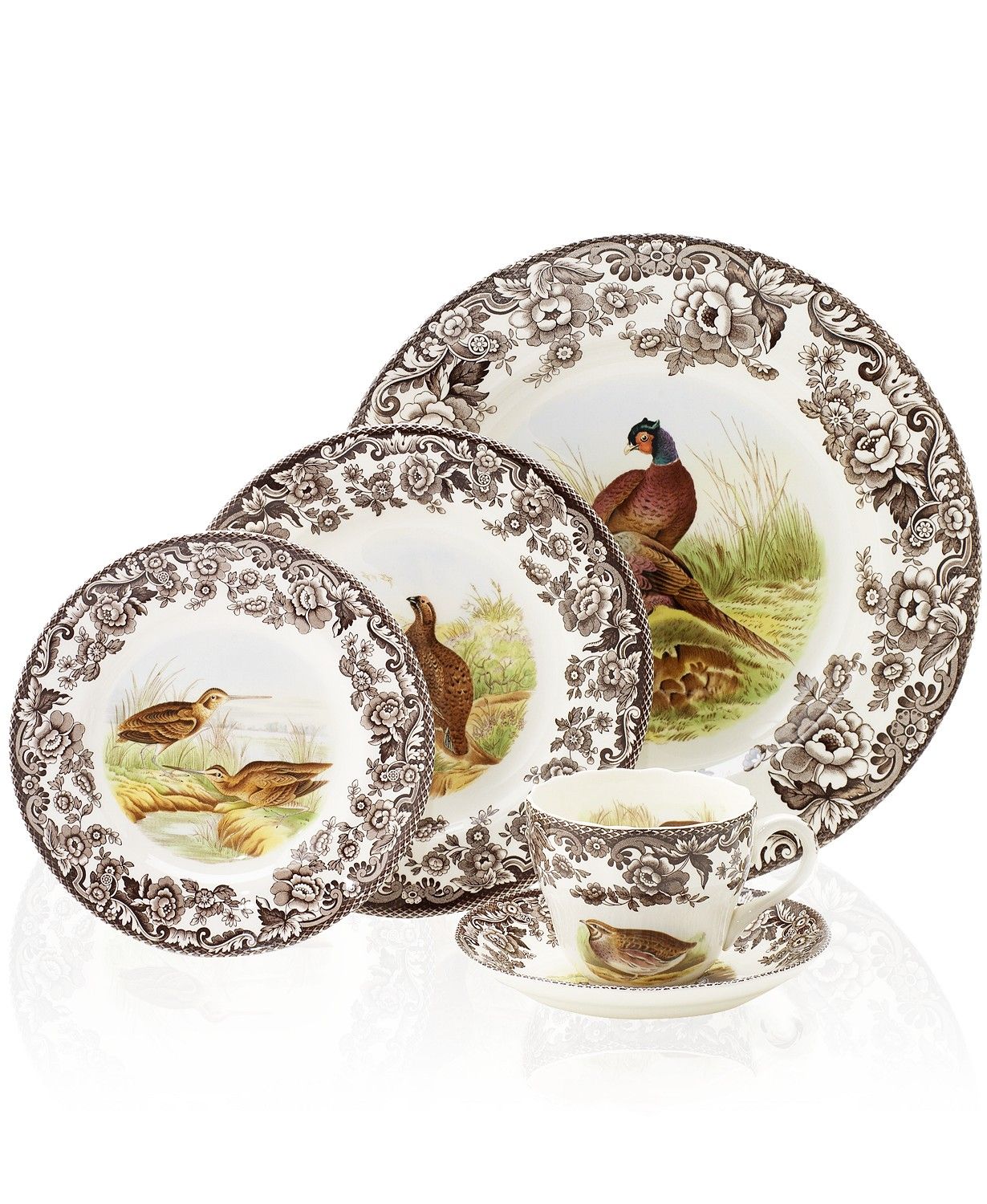 Spode Woodland by 5-Piece Place Setting with Pheasant Dinner Plate & Reviews - Dinnerware - Dinin... | Macys (US)