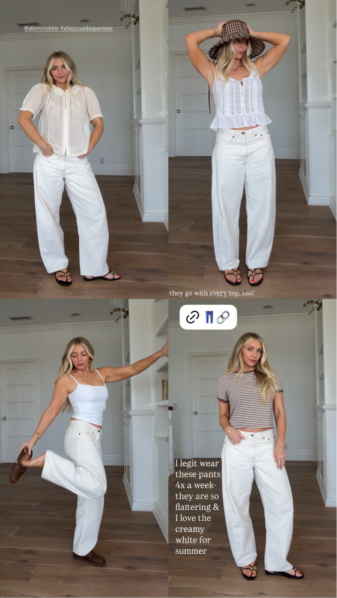 Most worn white jeans!! Size 26 short 

Top 1- small 
Top 2 - small 
Top 3- small 
Top 4- small 