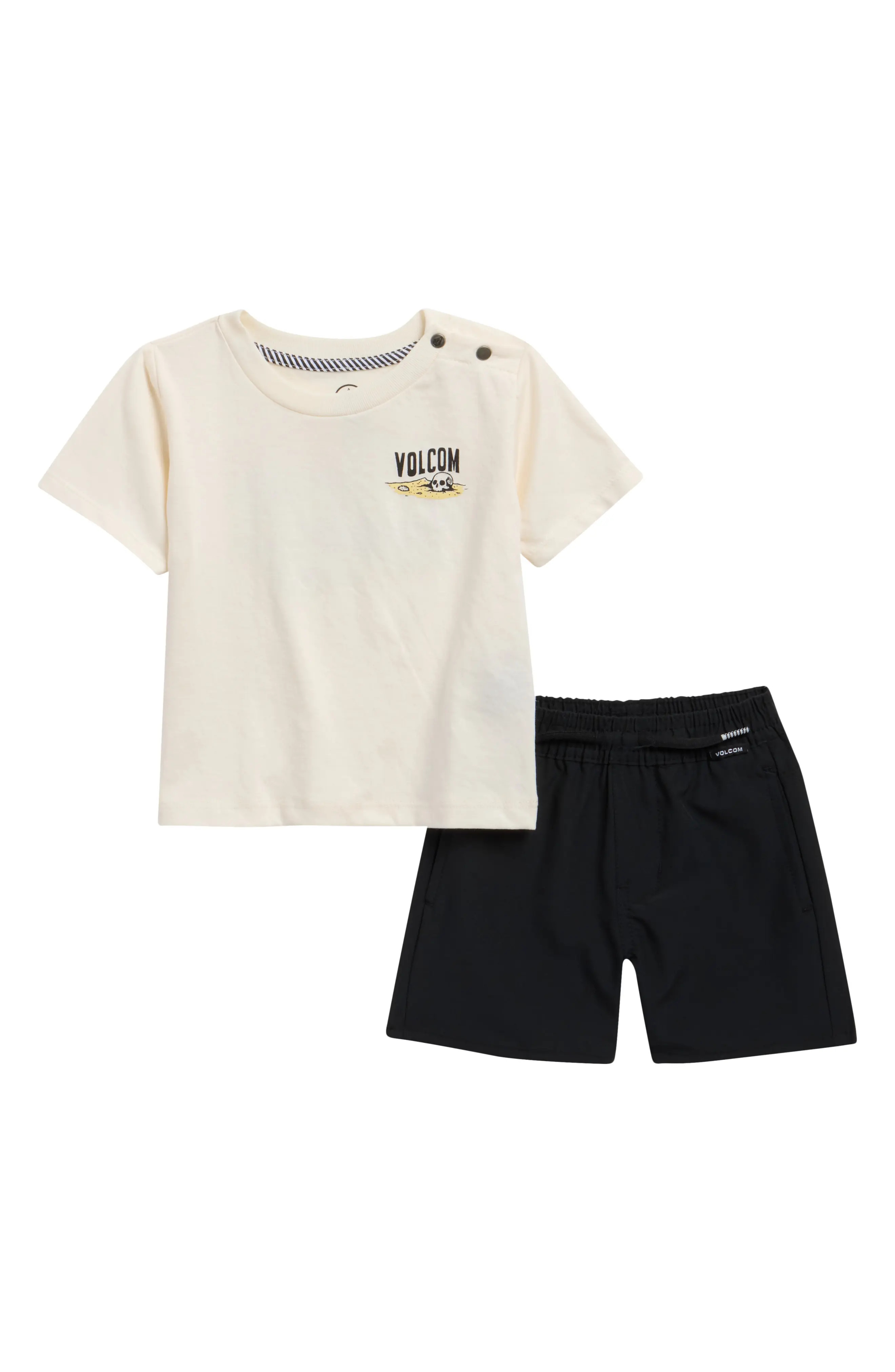 Volcom Graphic T-Shirt & Shorts Set in White at Nordstrom Rack, Size 24M | Nordstrom Rack