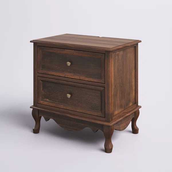 Lundgren Transitional 24'' Tall 2 - Drawer Nightstand with Wood Legs and Charging Station Space | Wayfair North America
