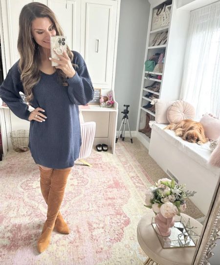Great sweater dress with knee high boots!

#LTKunder100 #LTKunder50