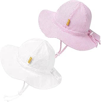 Baby Girl Sun Hat with UPF 50+ Outdoor Adjustable Toddler Beach Hat with Wide Brim Bucket Hats fo... | Amazon (US)