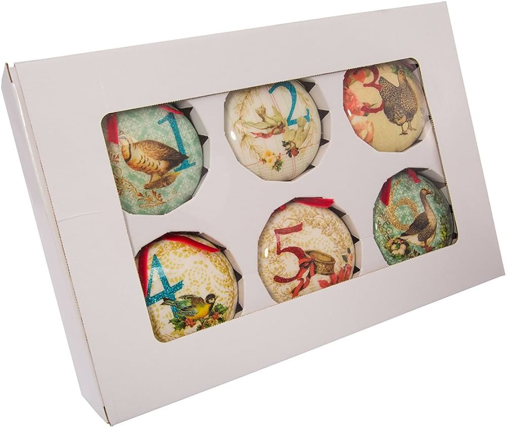 Kurt Adler 85mm Decoupage Ball Ornament Set of 12, 12 Piece for Christmas | Amazon (US)