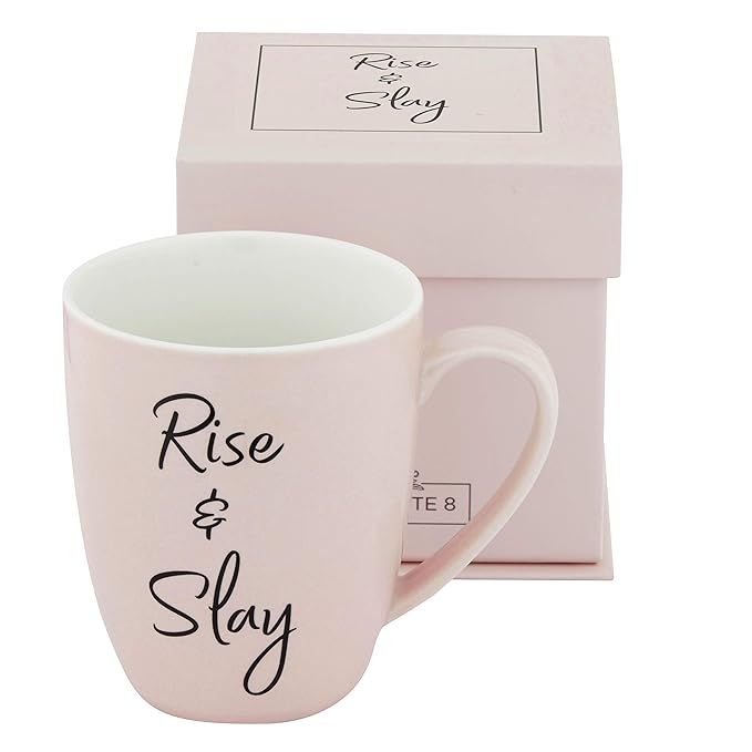 Inspirational Coffee Mug for Women With"Rise & Slay" Motivational Quote on Both Sides :: Made of ... | Amazon (US)