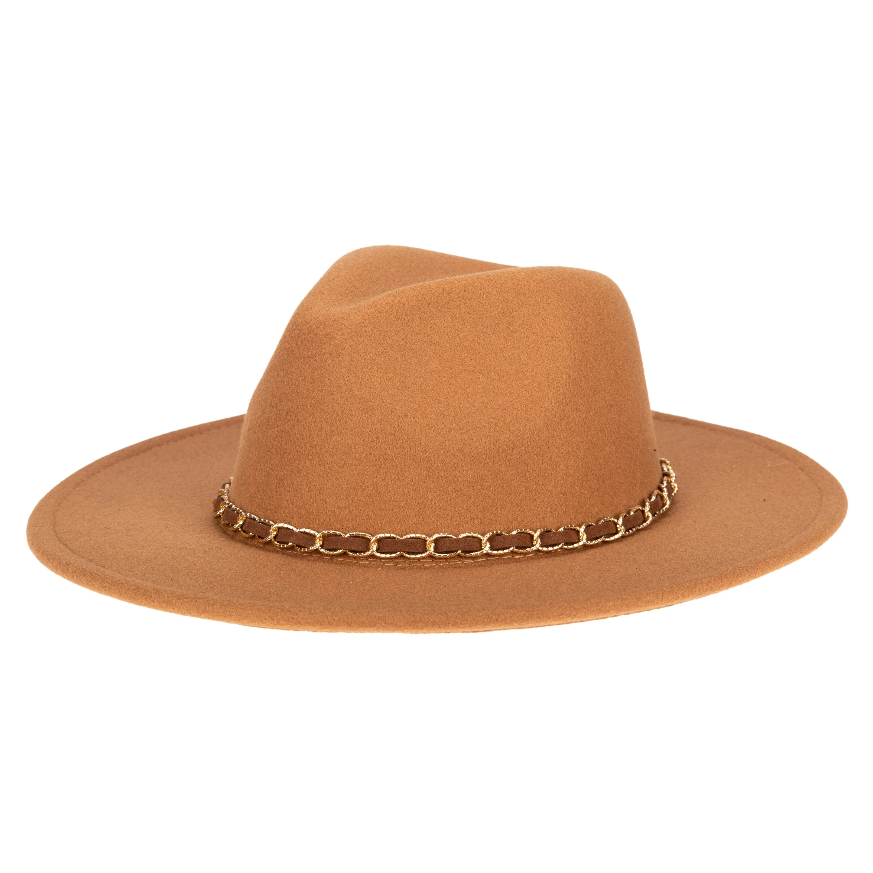 Women's Faux Felt Fedora W/ Gold Chain Trim | San Diego Hat Company