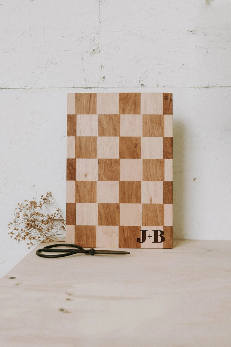 Personalized Checkerboard Butcher Block, Cutting Board, Custom Newlywed Gift, Personalized Christ... | Etsy (US)