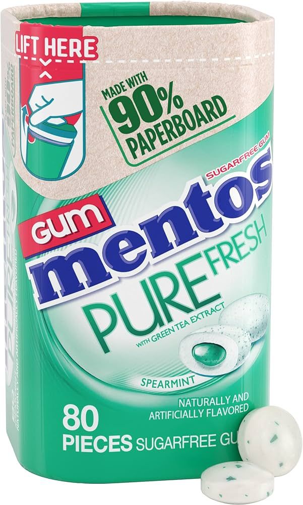 Mentos Pure Fresh Sugar-Free Chewing Gum with Xylitol, Spearmint, in a recyclable 90% Paperboard ... | Amazon (US)