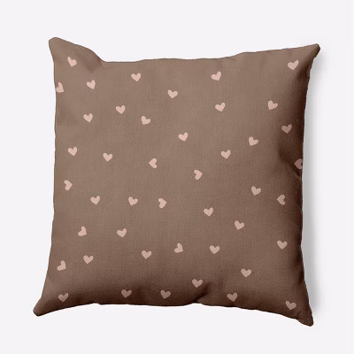 16"x16" Valentine's Day Little Hearts Square Throw Pillow Sunwashed Brick - e by design: Festive ... | Target