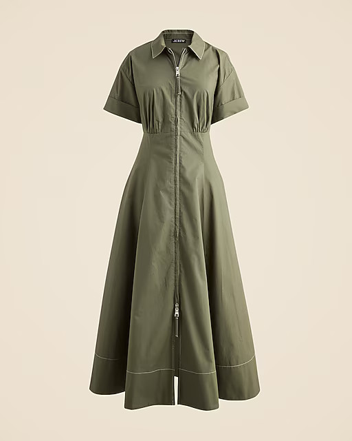 Zip-up shirt-dress in cotton poplin | J. Crew US
