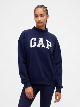 Heavyweight French Terry Oversized Mockneck Logo Sweatshirt | Gap (US)