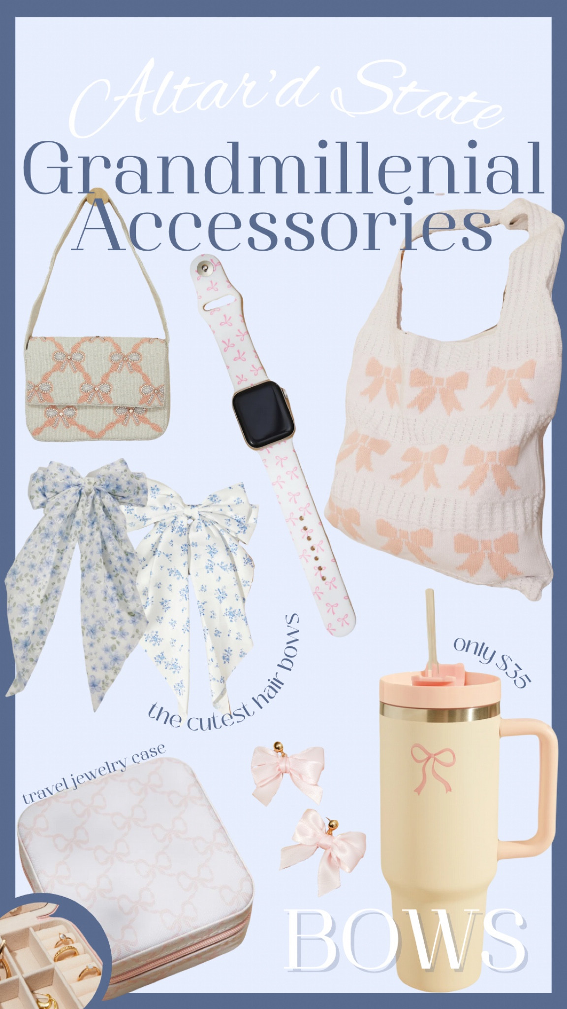 So many great Grandmillenial inspired finds at Altar’d State right now!!

Tags: preppy prep grand millennial coastal grandma vibes Stanley cup bow purse bows woven rattan Apple Watch pink blue gingham ribbon beaded purse clutch jewelry case travel gifts cute hair ribbonn

#LTKSaleAlert #LTKFindsUnder50 #LTKFindsUnder100