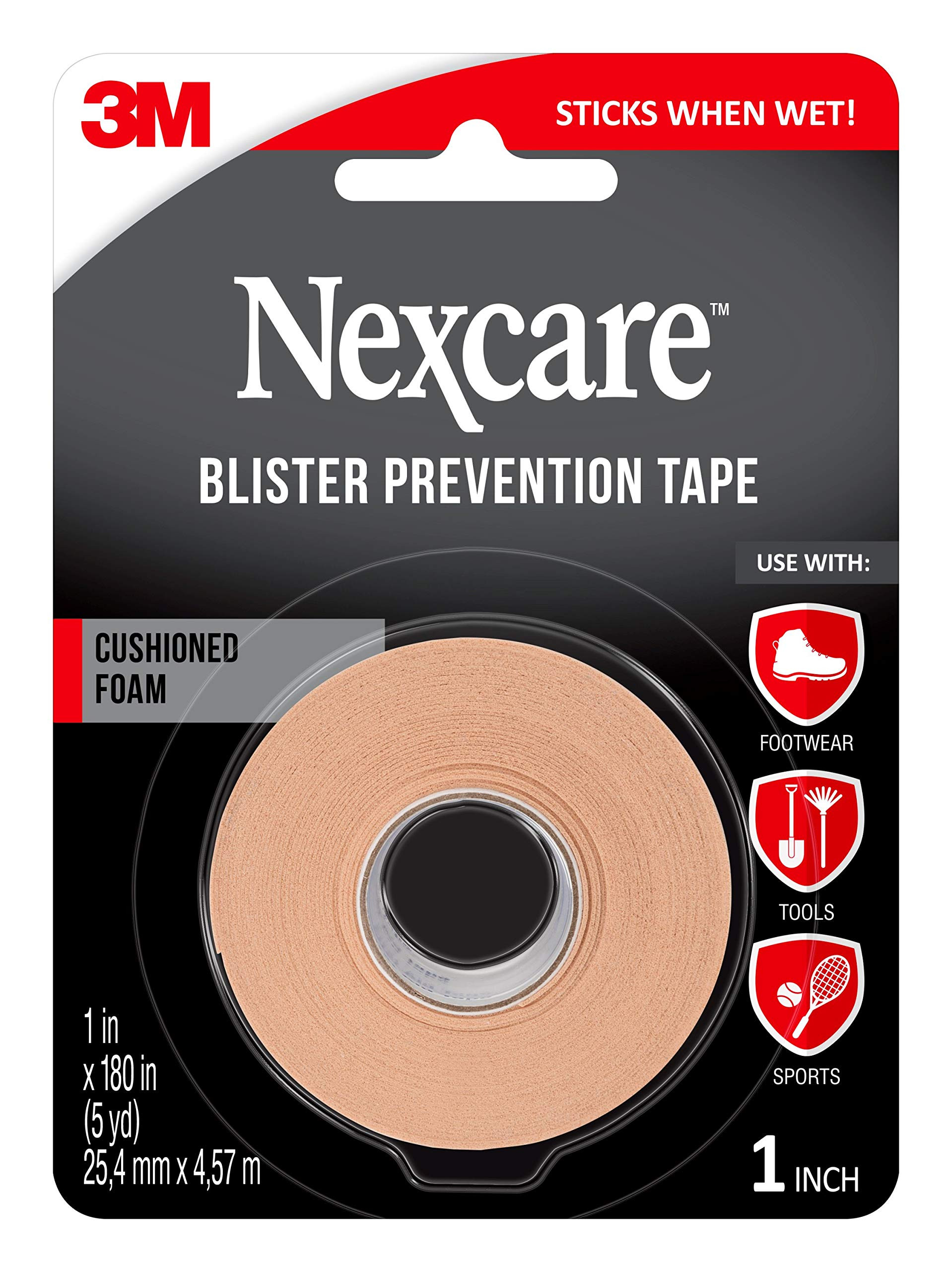 Nexcare Blister Prevention Tape, Waterproof Foam Medical Tape, Sticks Firmly to Skin to Help Prevent Blisters - 1 In x 5 Yds, 1 Roll of Tape | Amazon (US)