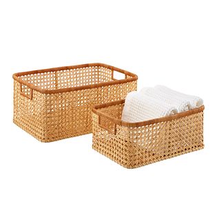 Medium Albany Cane Rattan Bin | The Container Store