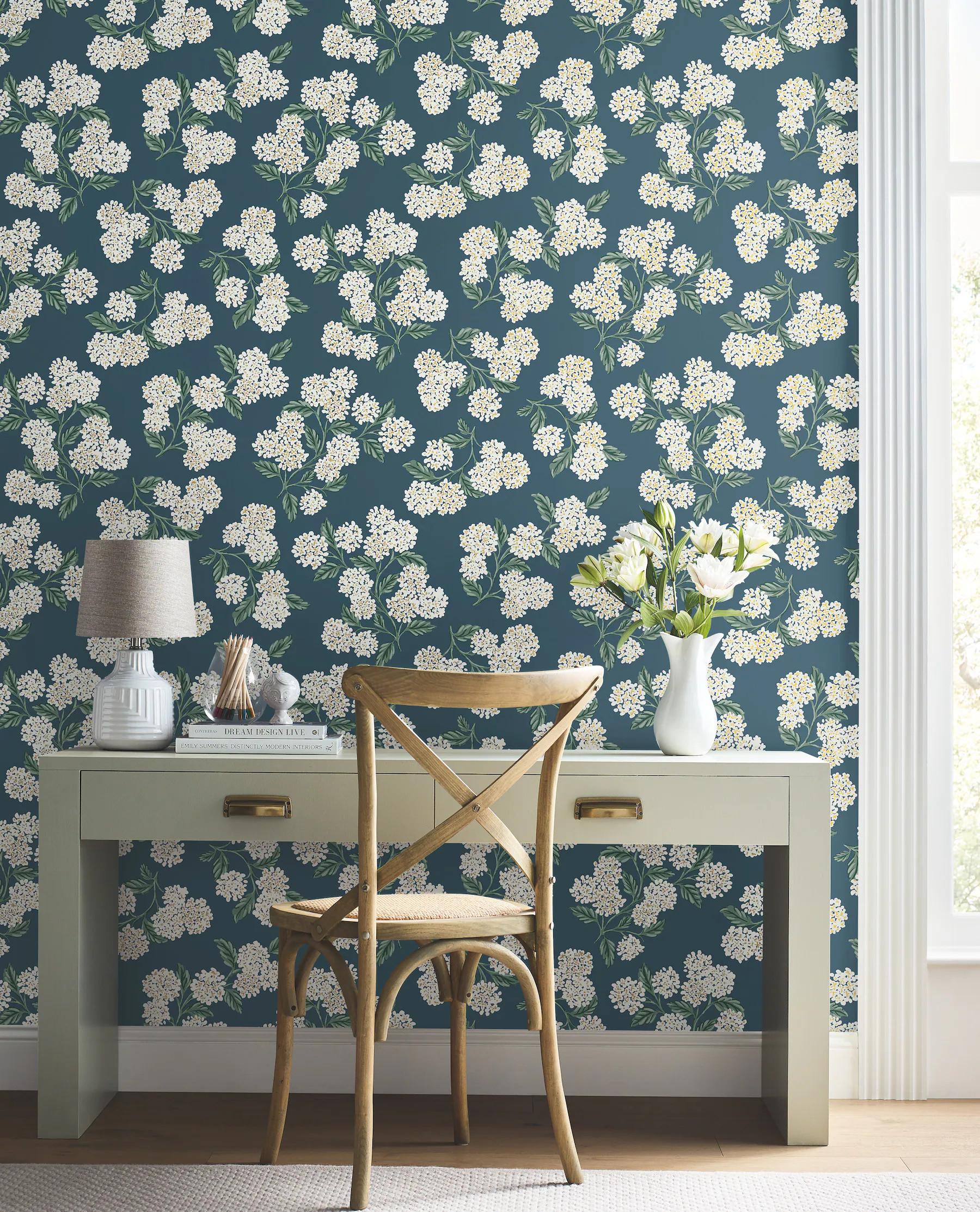 Rifle Paper 60.8-sq ft Blue Non-woven Floral Unpasted Wallpaper one_size | RP7395 | Lowe's