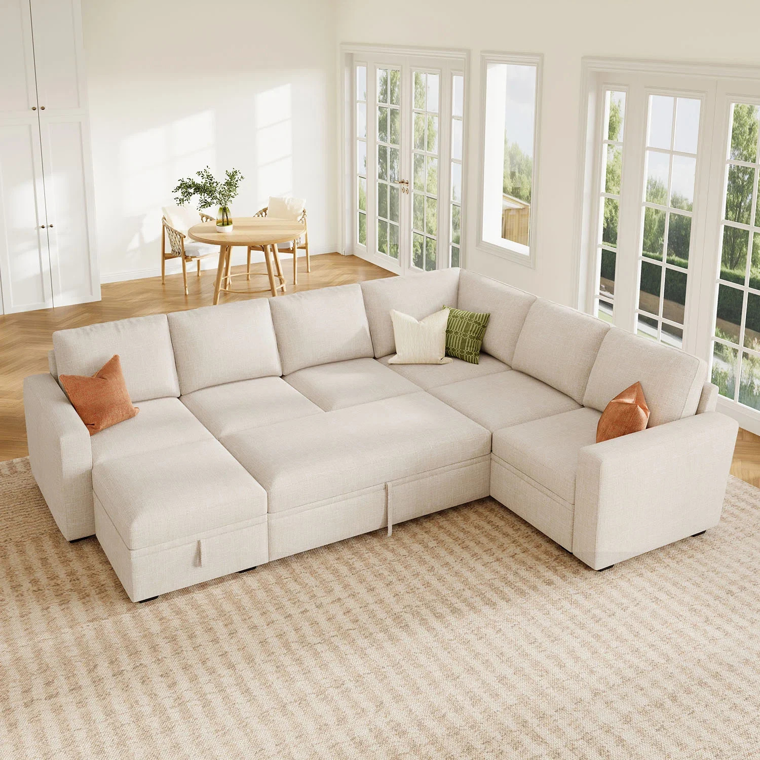 Latitude Run® Niyona U Shaped Sleeper Sectional Modular Sofa Bed With Storage Chaise & Reviews |... | Wayfair North America